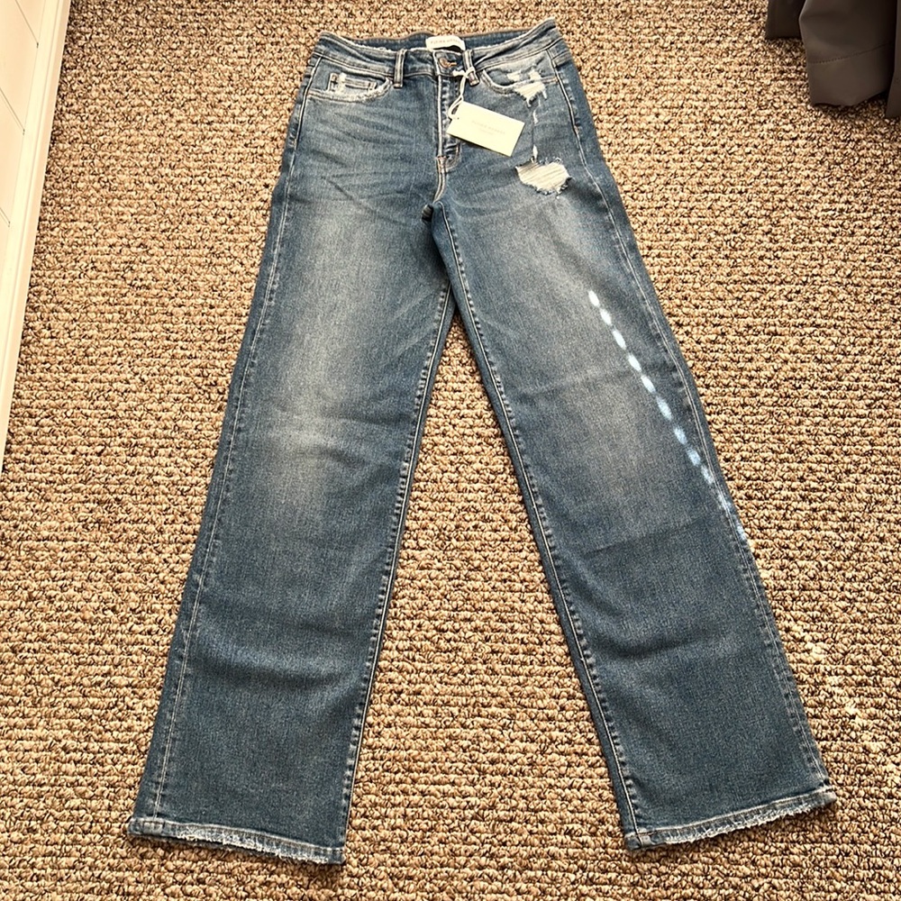 Flying Monkey High Rise Slim Wide Leg Jean SIZE 29, Inseam 34”
